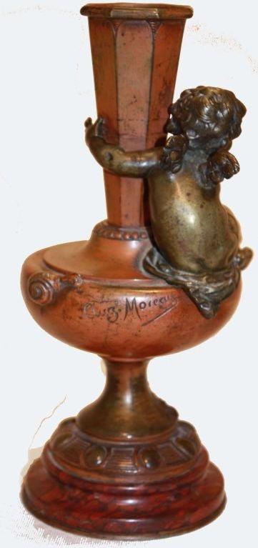 French Pair of Bronze Vases by Auguste Moreau For Sale