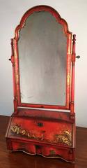 George 1 Red Japanned and Gilt Toilet Mirror