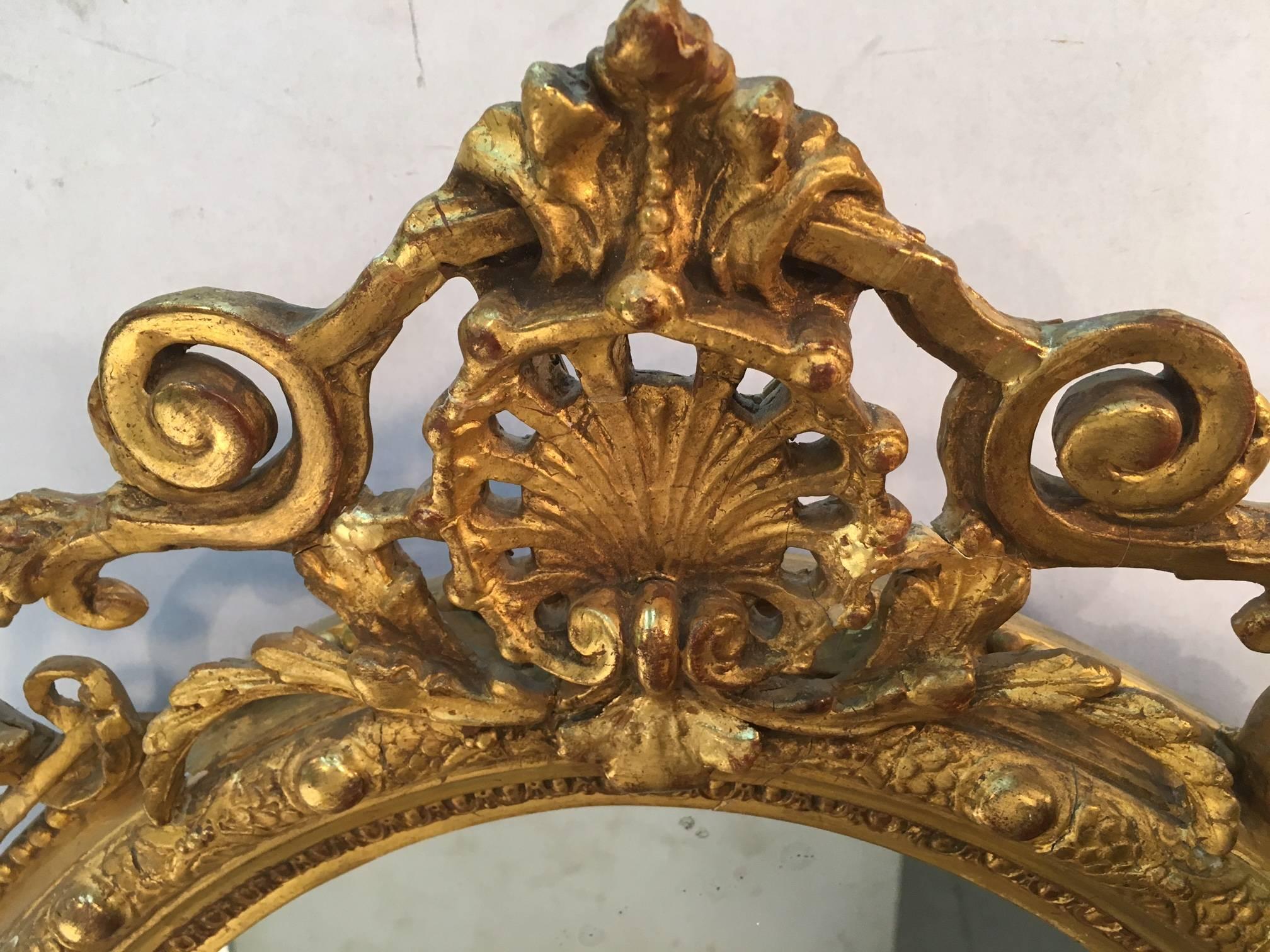 Paar geschnitzte und vergoldete Girandole-Spiegel im Louis-XV-Stil (Louis XV.) im Angebot