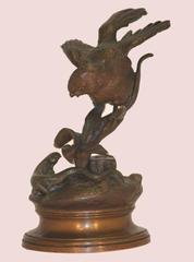 Bronze of Sparrow and Lizard by Jules Moigniez
