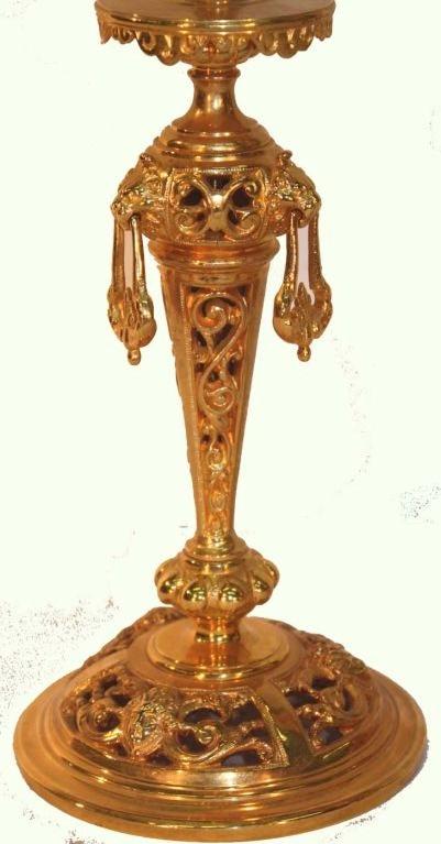 Pair of French Renaissance Revival Gilt Brass Candlesticks In Excellent Condition For Sale In Montreal, QC