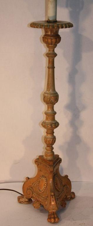 Canadian Pair of Quebec Pricket Candlesticks Adapted as Lamps For Sale