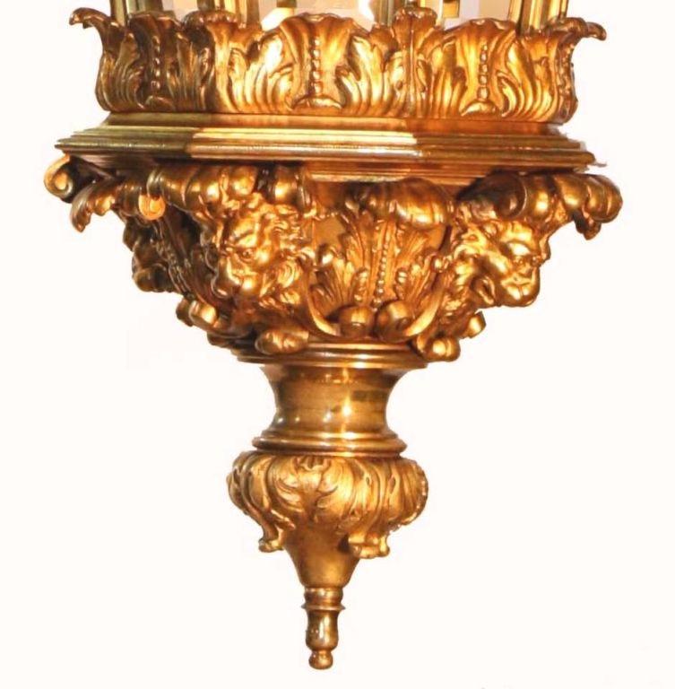 Louis XIV Style Gilt Bronze Octagonal Versailles Lantern In Good Condition In Montreal, QC