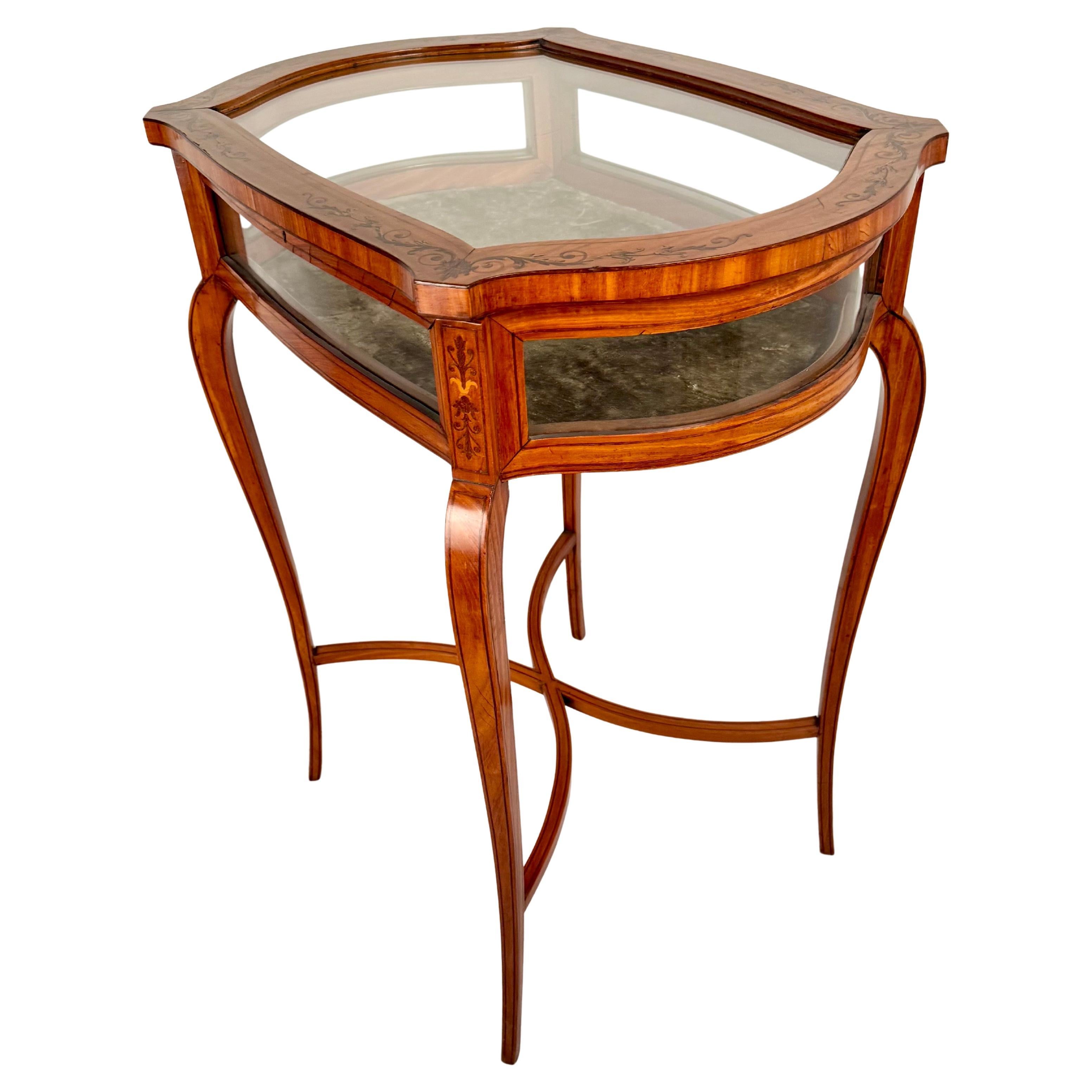 Edwardian Satinwood Bijouterie Table with Marquetry, Circa 1900 For Sale