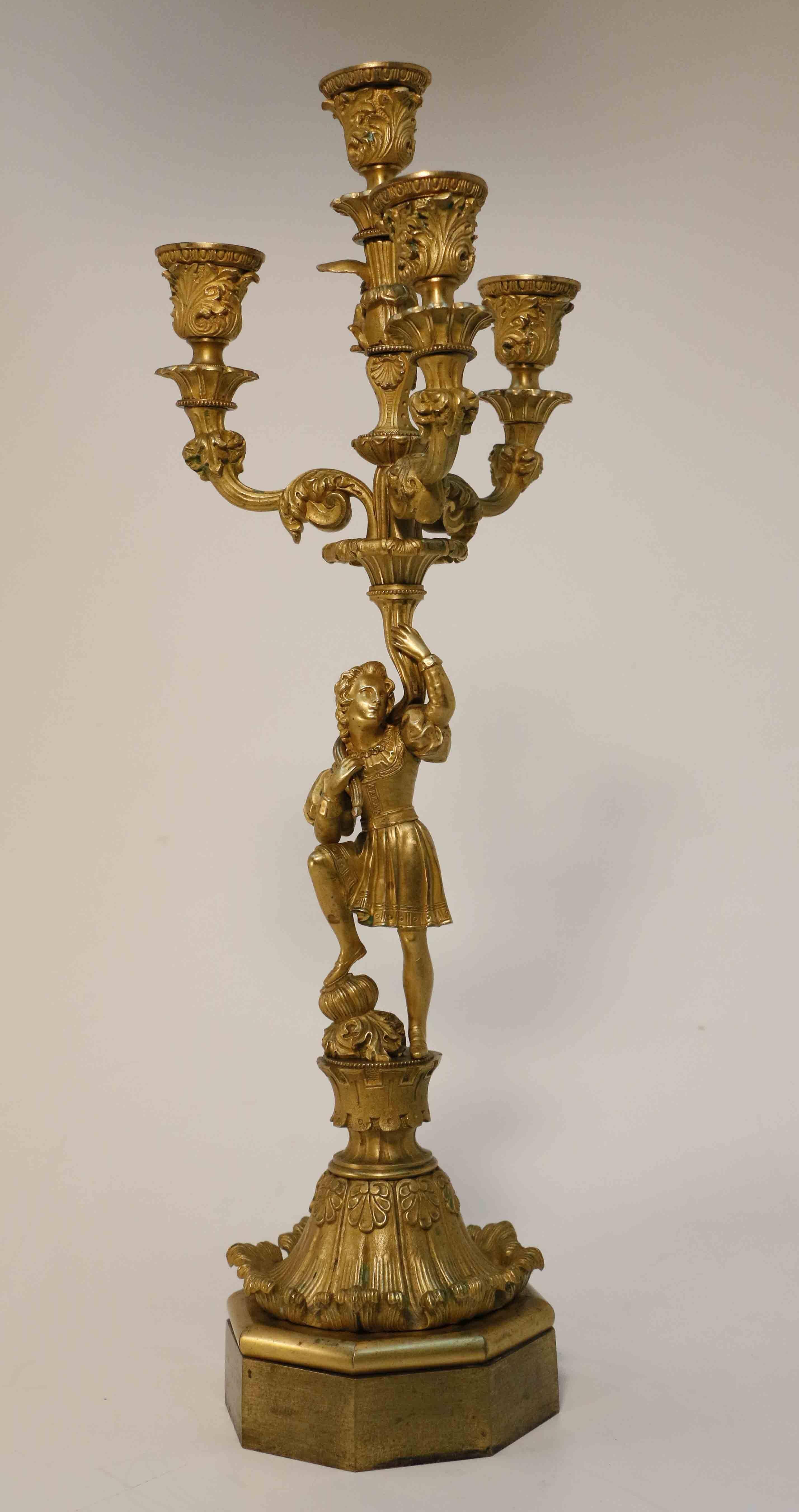 Louis Philippe Pair of Louis Phillipe Gilt Bronze Candelabra For Sale