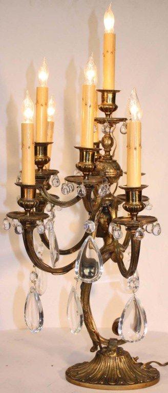 Pair of Antique French Louis XVI Style Bronze Eight-Light Candelabra In Good Condition For Sale In Montreal, QC
