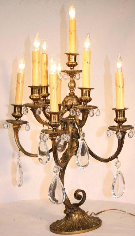 19th Century Pair of Antique French Louis XVI Style Bronze Eight-Light Candelabra For Sale