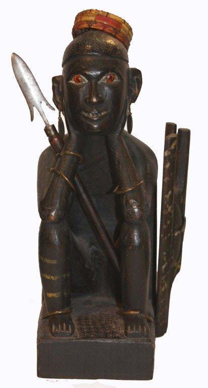 Pair of Carved Ebony Bookends as African Warriors For Sale at 1stdibs