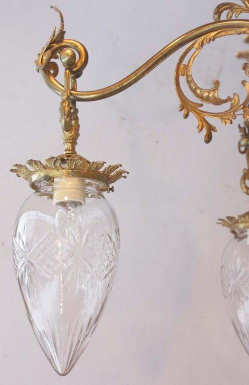 Rococo Revival American Victorian Cut Glass and Gilt Bronze Chandelier For Sale