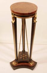 Pair of Italian Empire Style Faux Wood and Marble Pedestal Stands