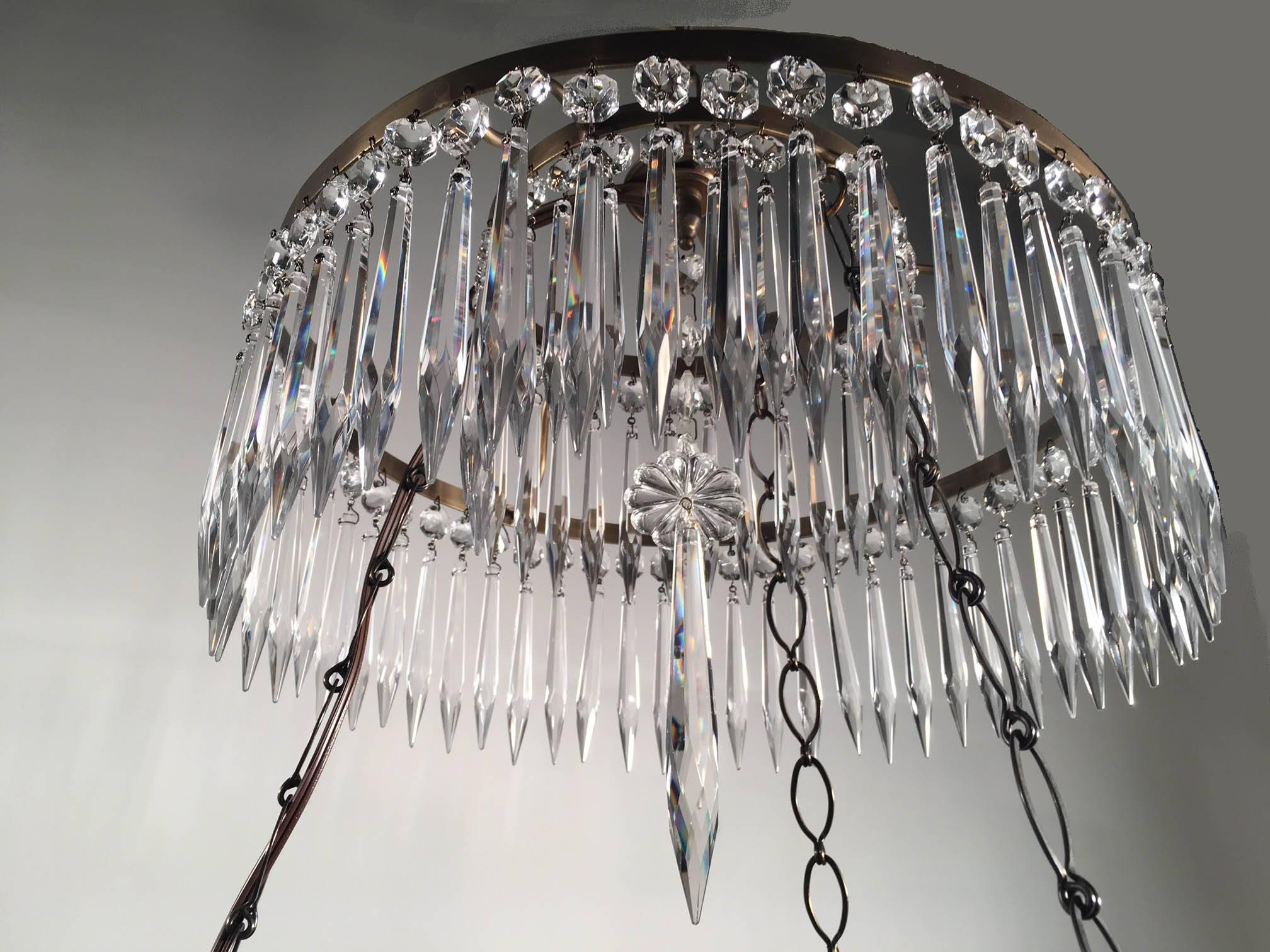 Glass Neoclassical Style Chandelier, in the Baltic For Sale