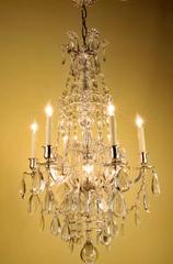 French Silvered Bronze and Cut Crystal Twelve-Light Chandelier