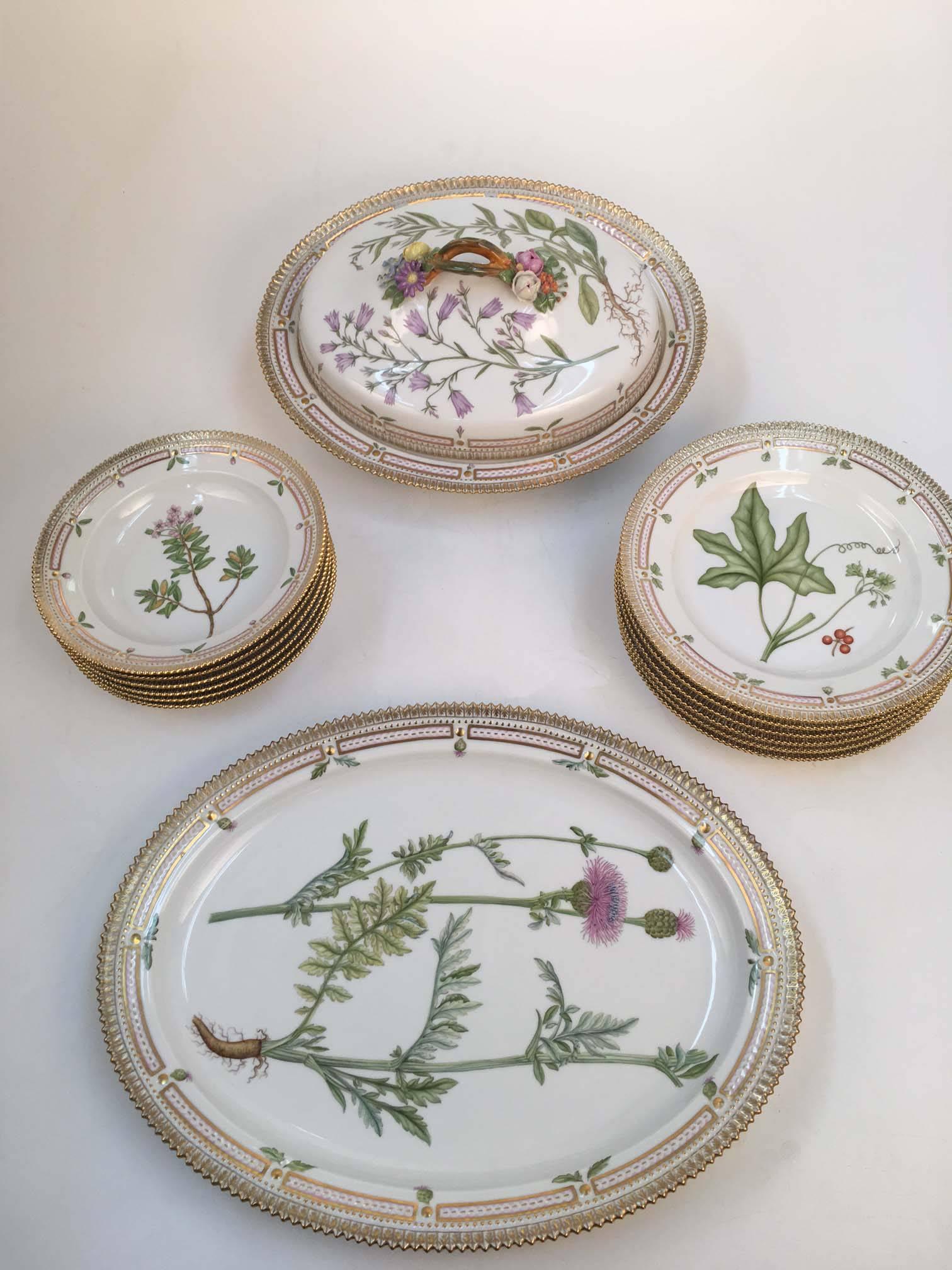 Danish Part Service of Flora Danica Porcelain