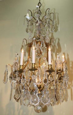 Louis XIV Style Crystal and Gilt Bronze Ten-Light Chandelier