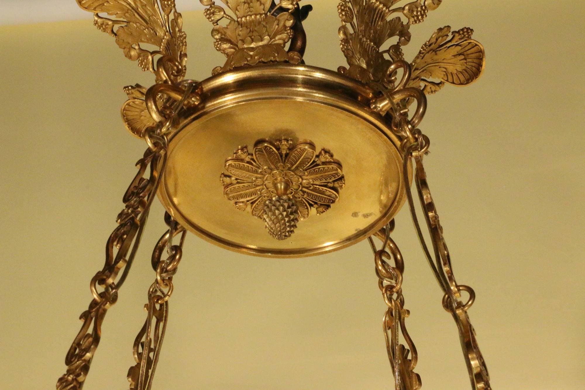 19th Century Bronze Empire Chandelier In Excellent Condition In Montreal, QC