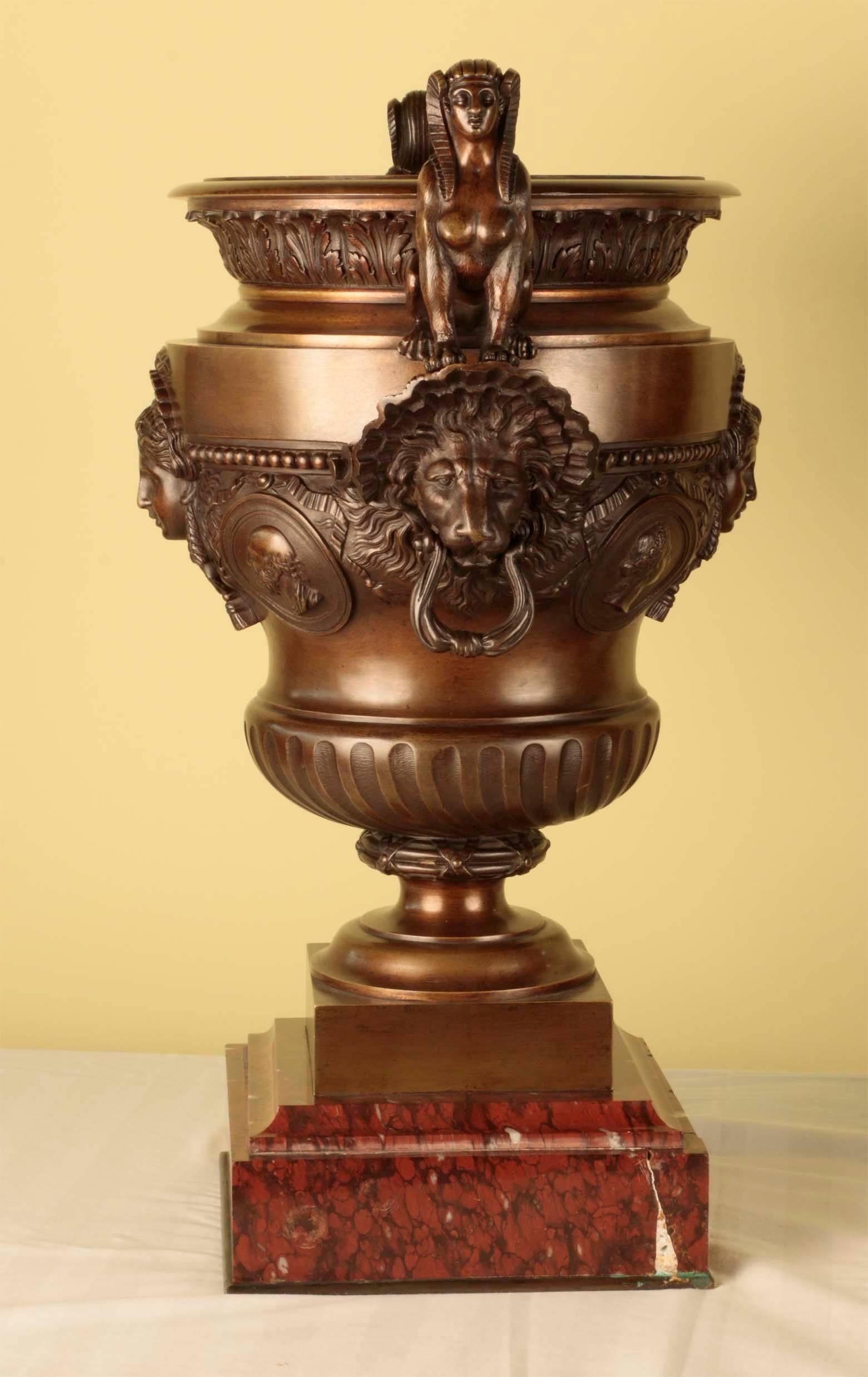 Oiled Pair of 19th Century Napoleon III Bronze Urns