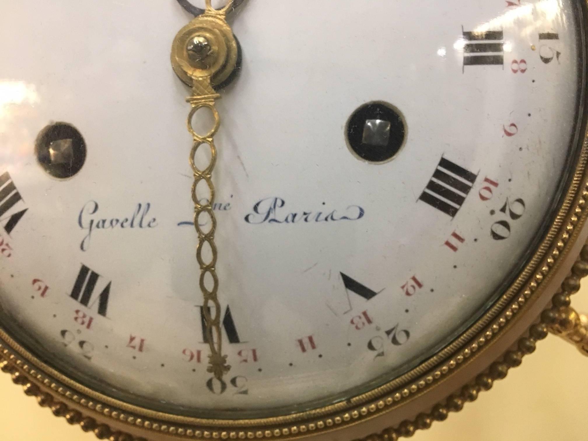 Französische Portico-Uhr aus Marmor und Goldbronze, Louis XVI.-Periode im Angebot 5