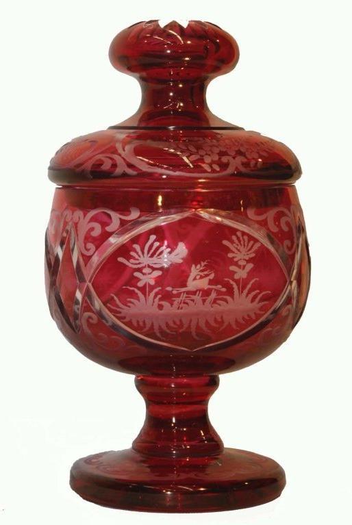 Bohemian Ruby Flashed Glass Sweetmeat For Sale at 1stDibs