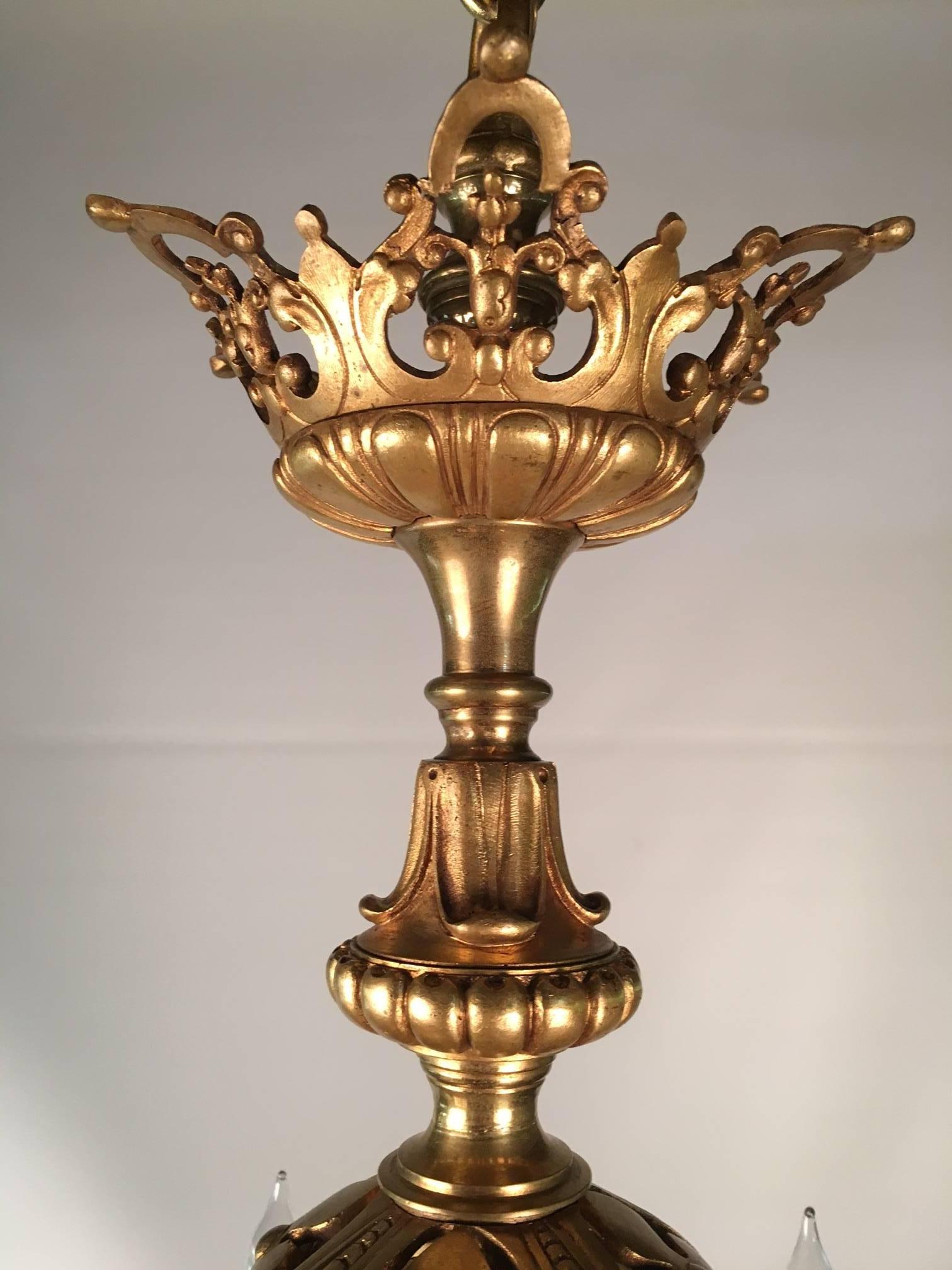 19th Century Antique Twelve-Light Neo-Renaissance Gilt Bronze Chandelier