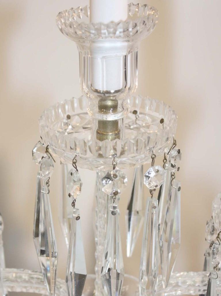 Pair of Continental Crystal Three-Light Girandoles In Good Condition For Sale In Montreal, QC