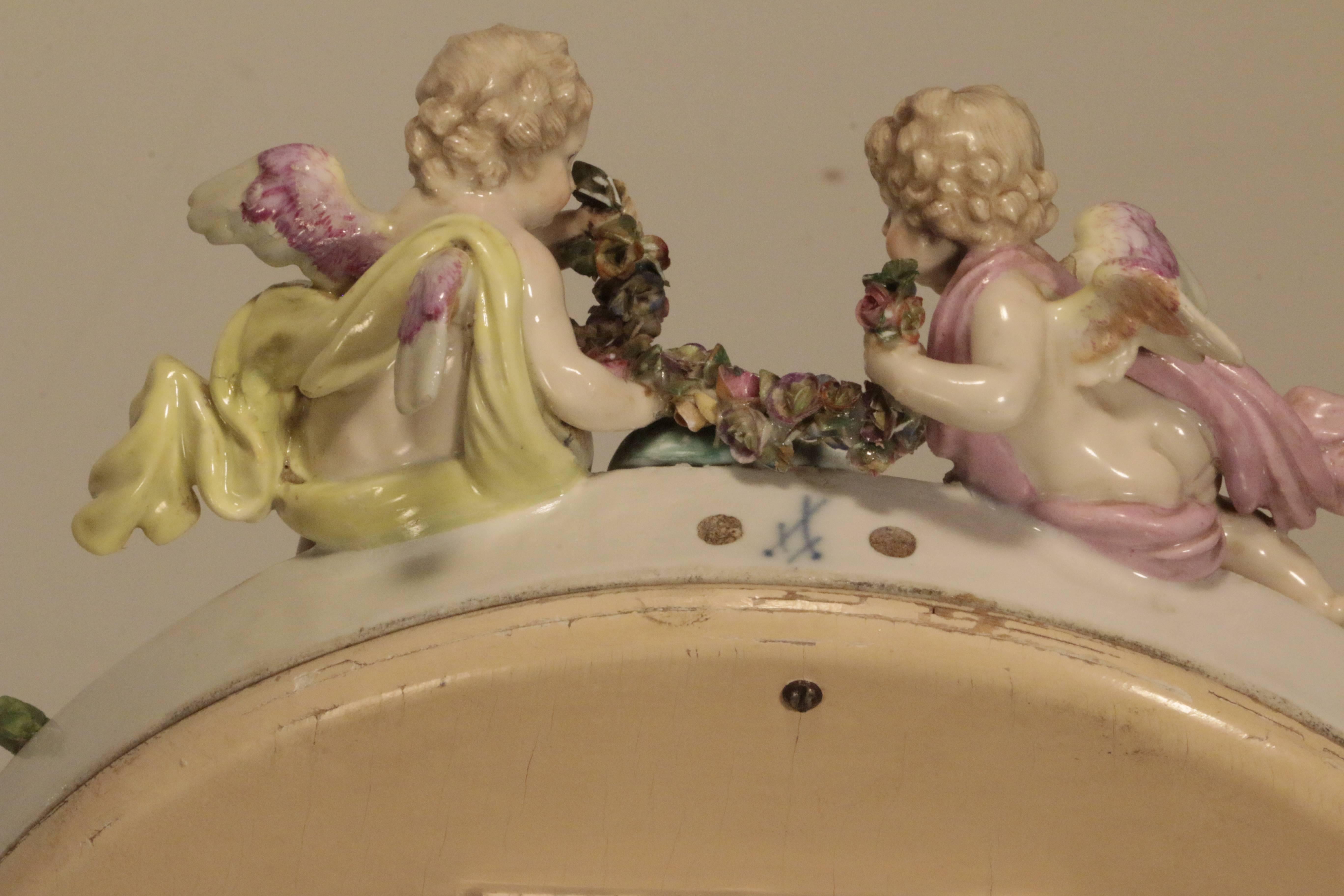 Porcelain 19th Century Meissen Table Mirror