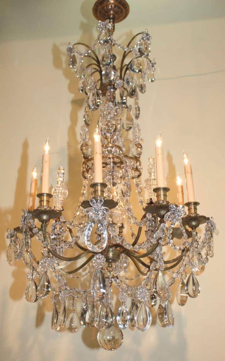 French Baguès Louis XVI Style Twelve Light Crystal Chandelier For Sale