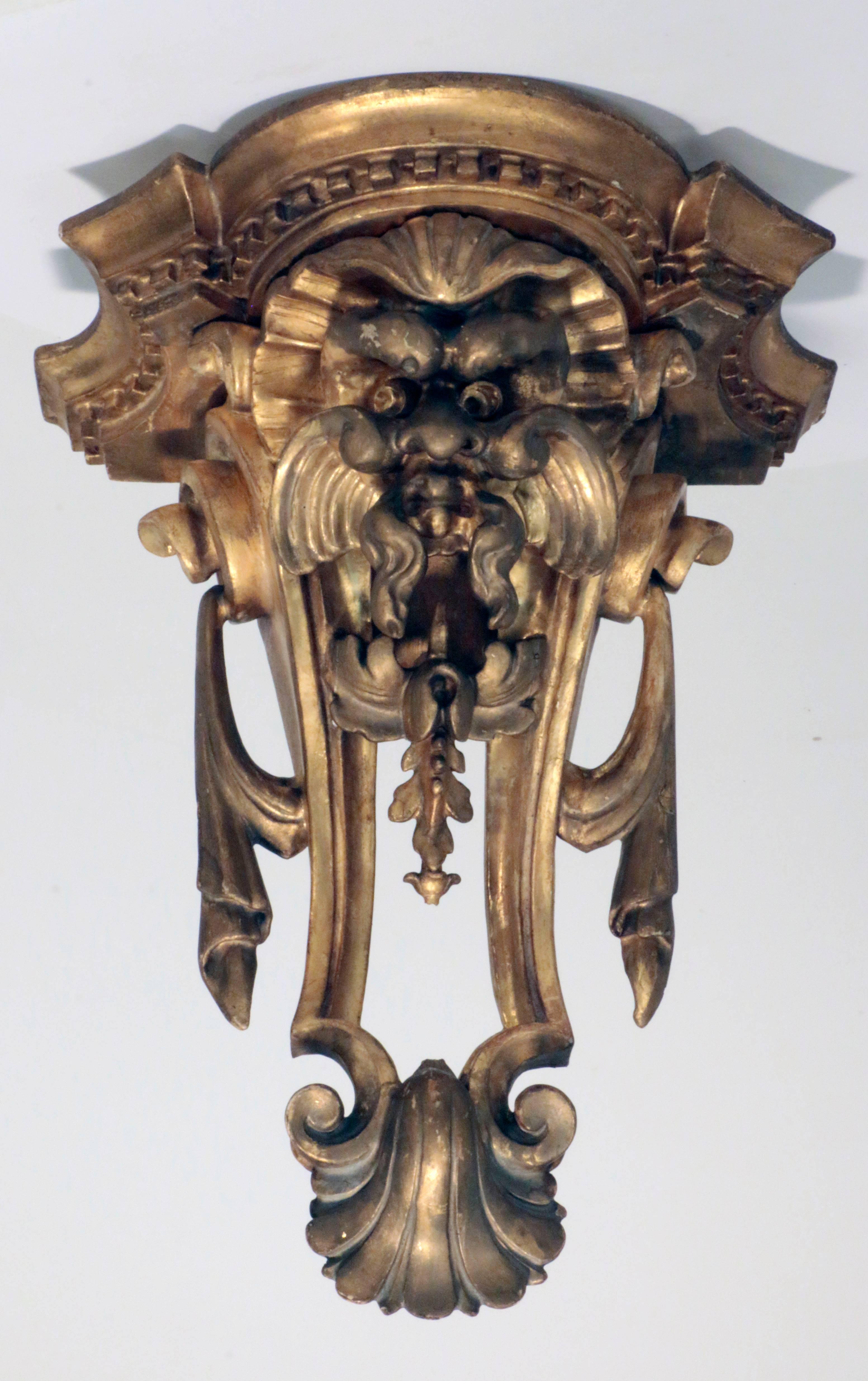 English Good Pair of George III Carved and Gilt, Shaped Wall Brackets