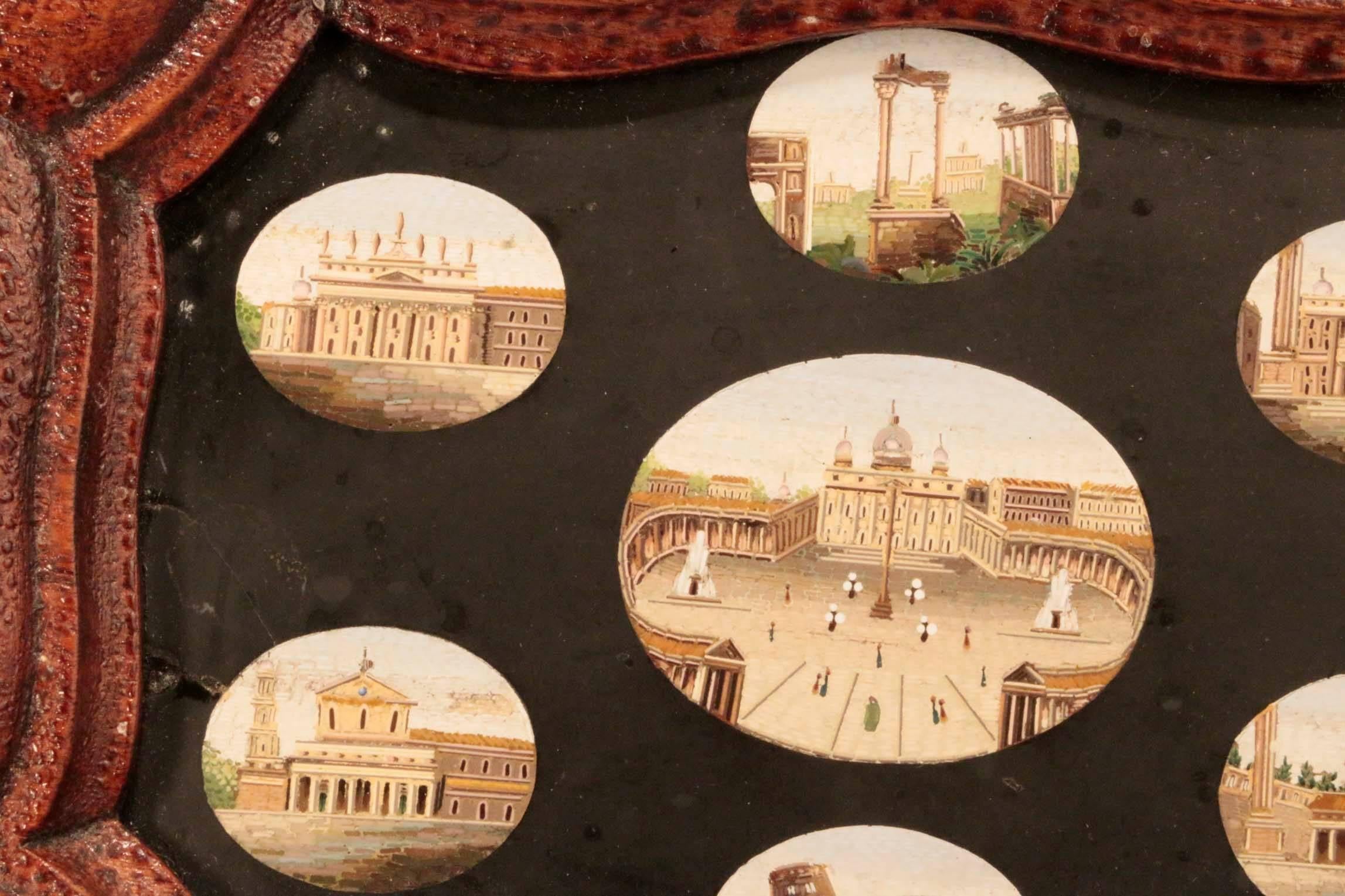 Italian Superb Quality Antique Micro-Mosaic Grand Tour Souvenir of a Visit to Rome For Sale