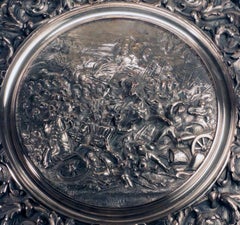 Sumptuous Sideboard Dish, Cast with a Cavalry Charge at Waterloo