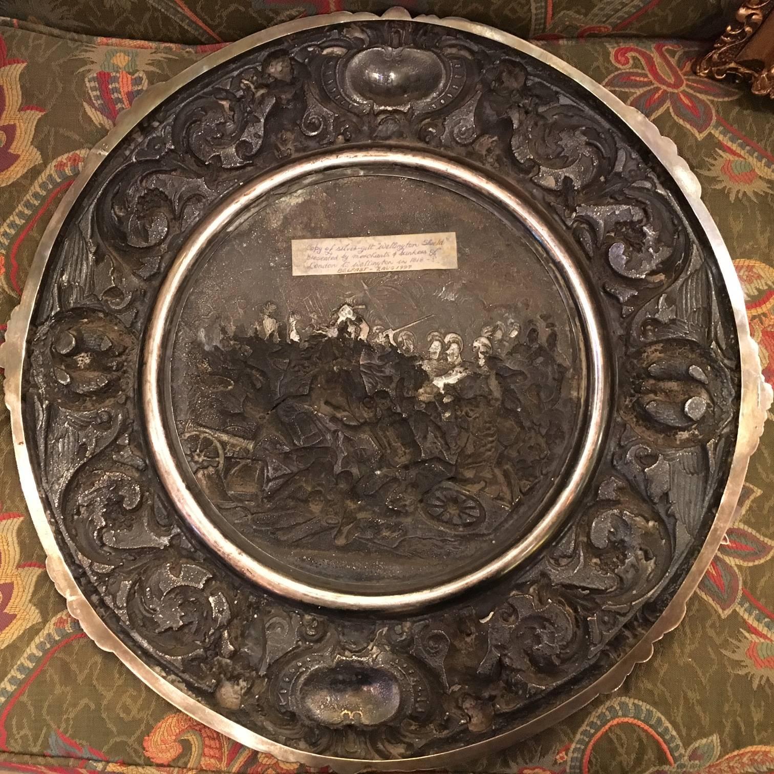 Victorian Sumptuous Sideboard Dish, Cast with a Cavalry Charge at Waterloo