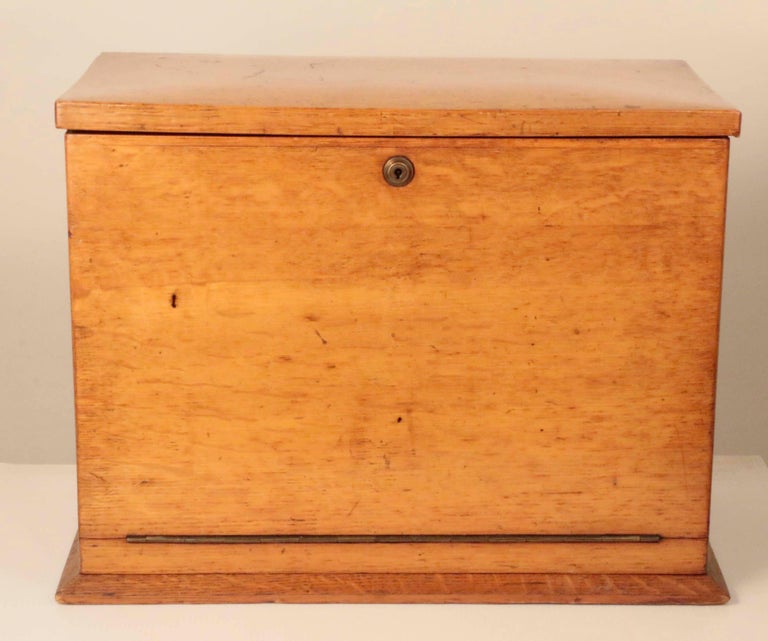 Antique Irish Golden Oak Writing Box For Sale at 1stdibs