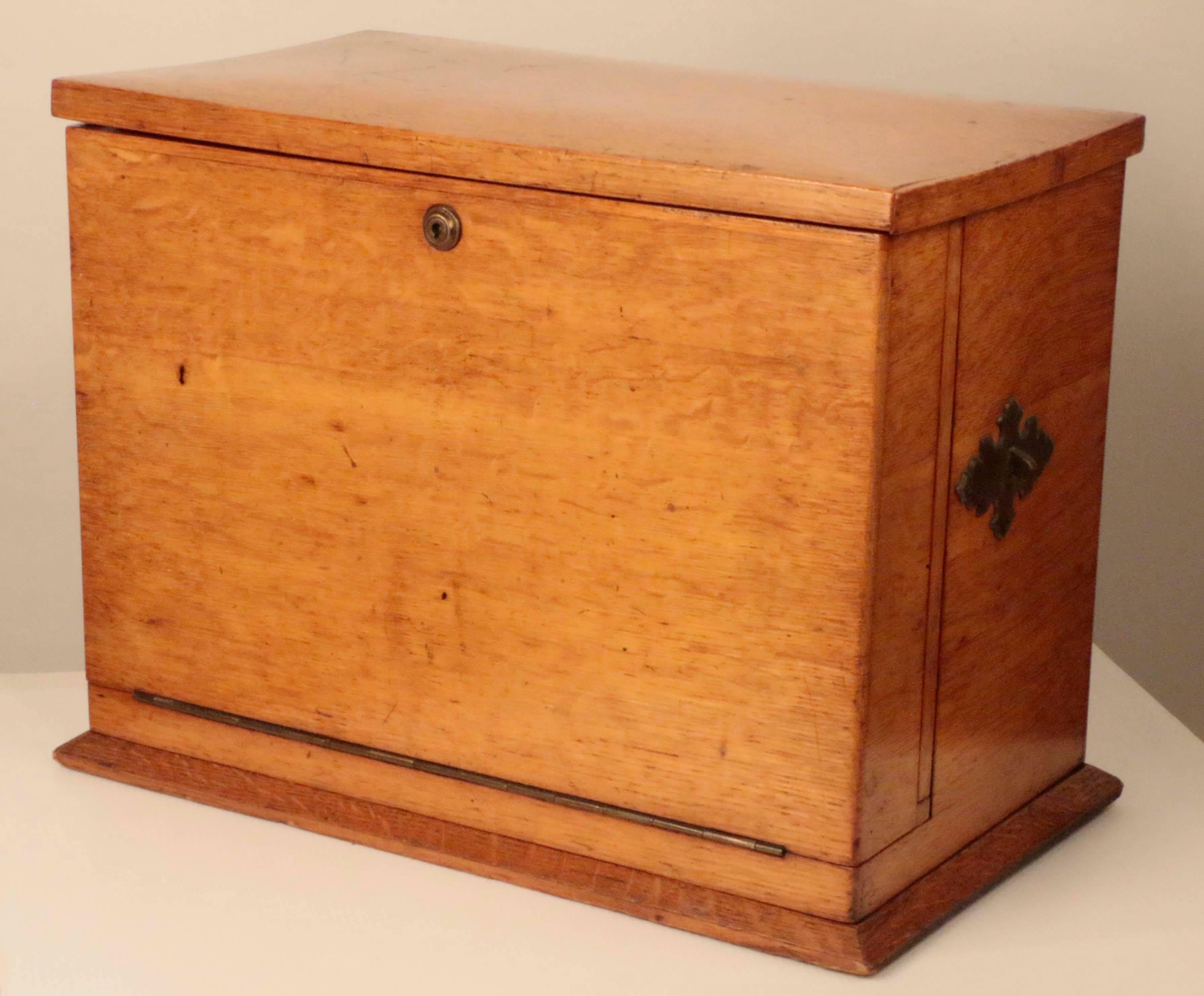 Hand-Crafted Antique Irish Golden Oak Writing Box 