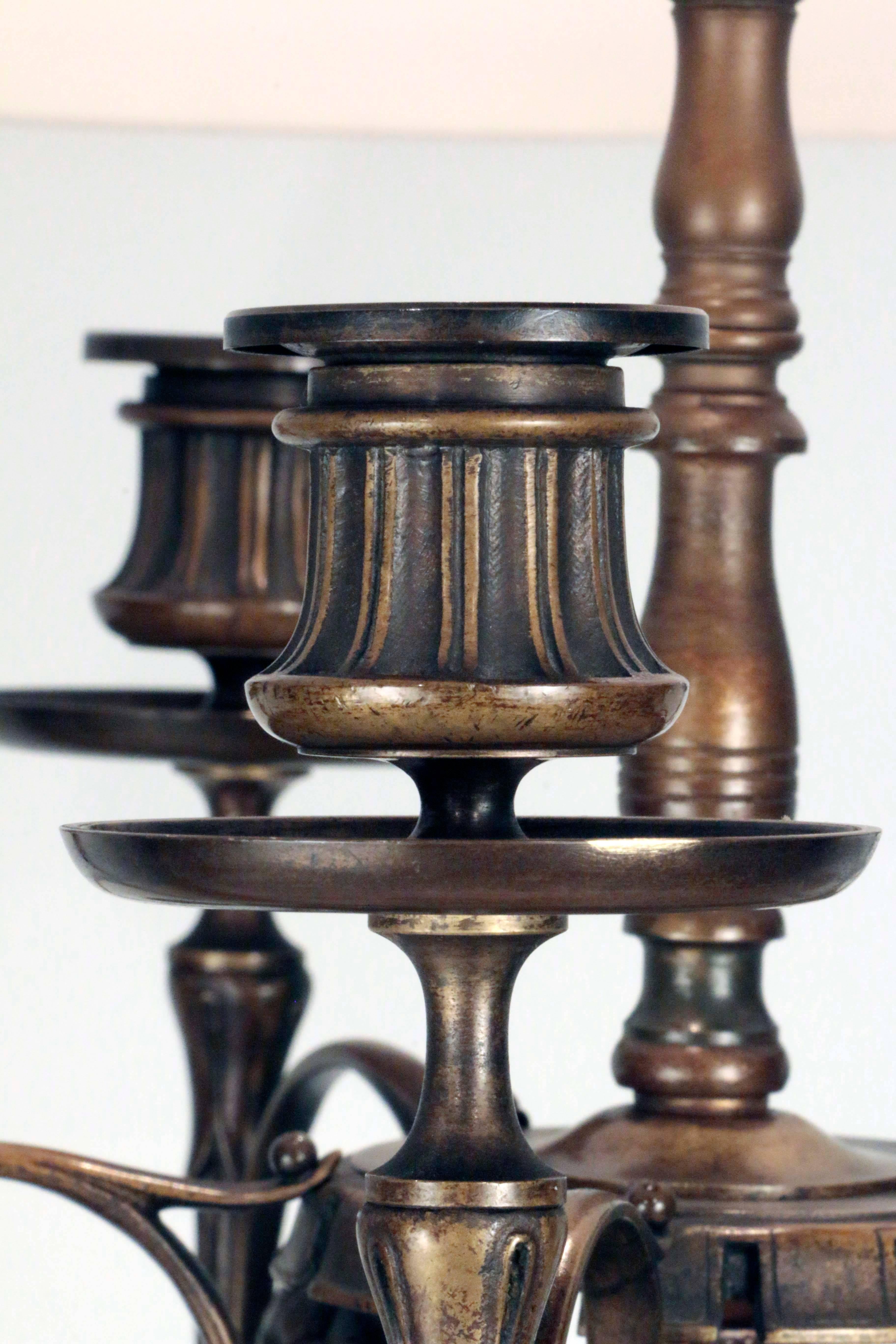 19th Century Pair of Renaissance Revival Five-Arm Candelabra Mounted as Lamps For Sale