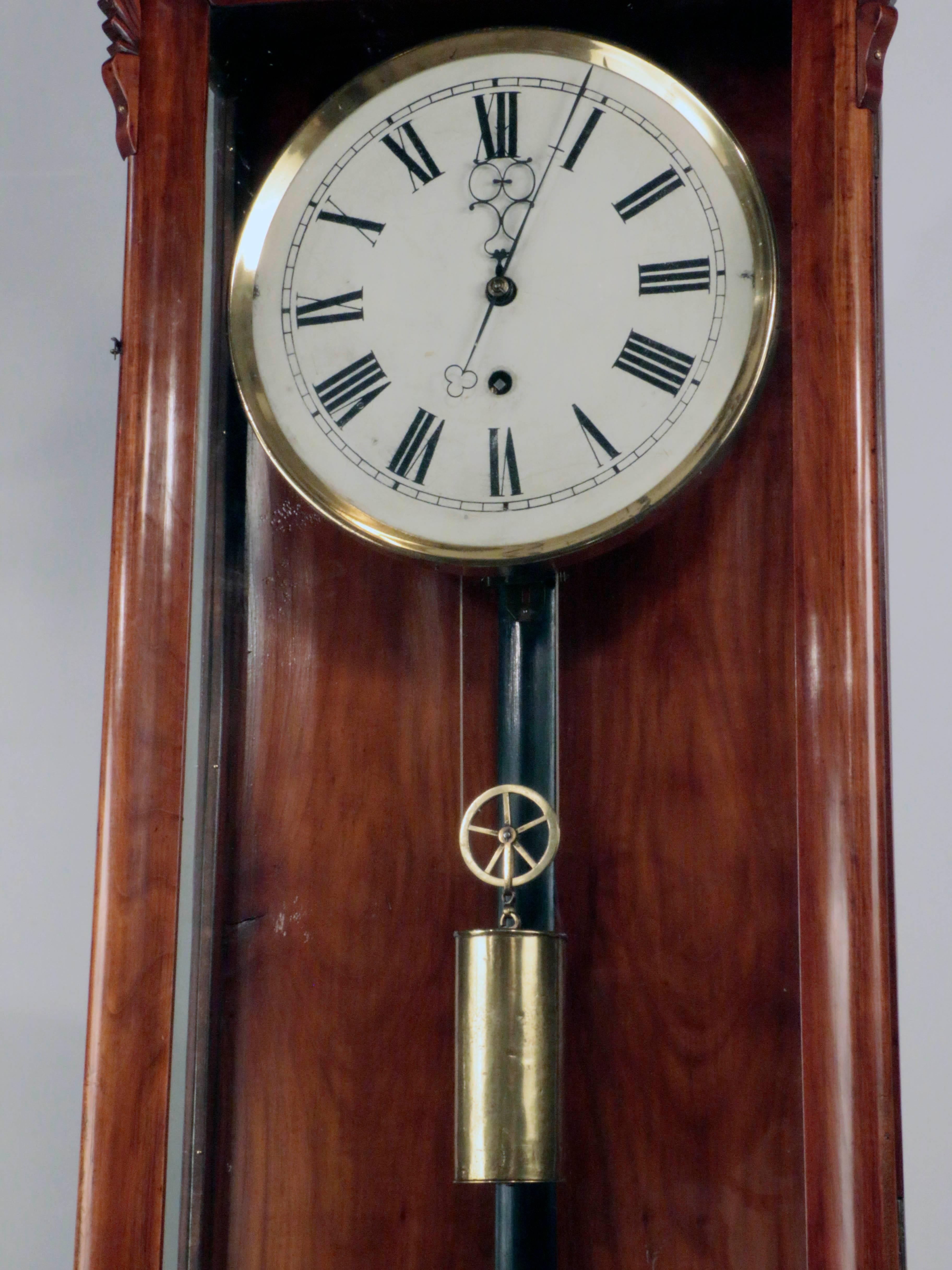 German Biedermeier Regulator Longcase Clock in Fruitwood Case