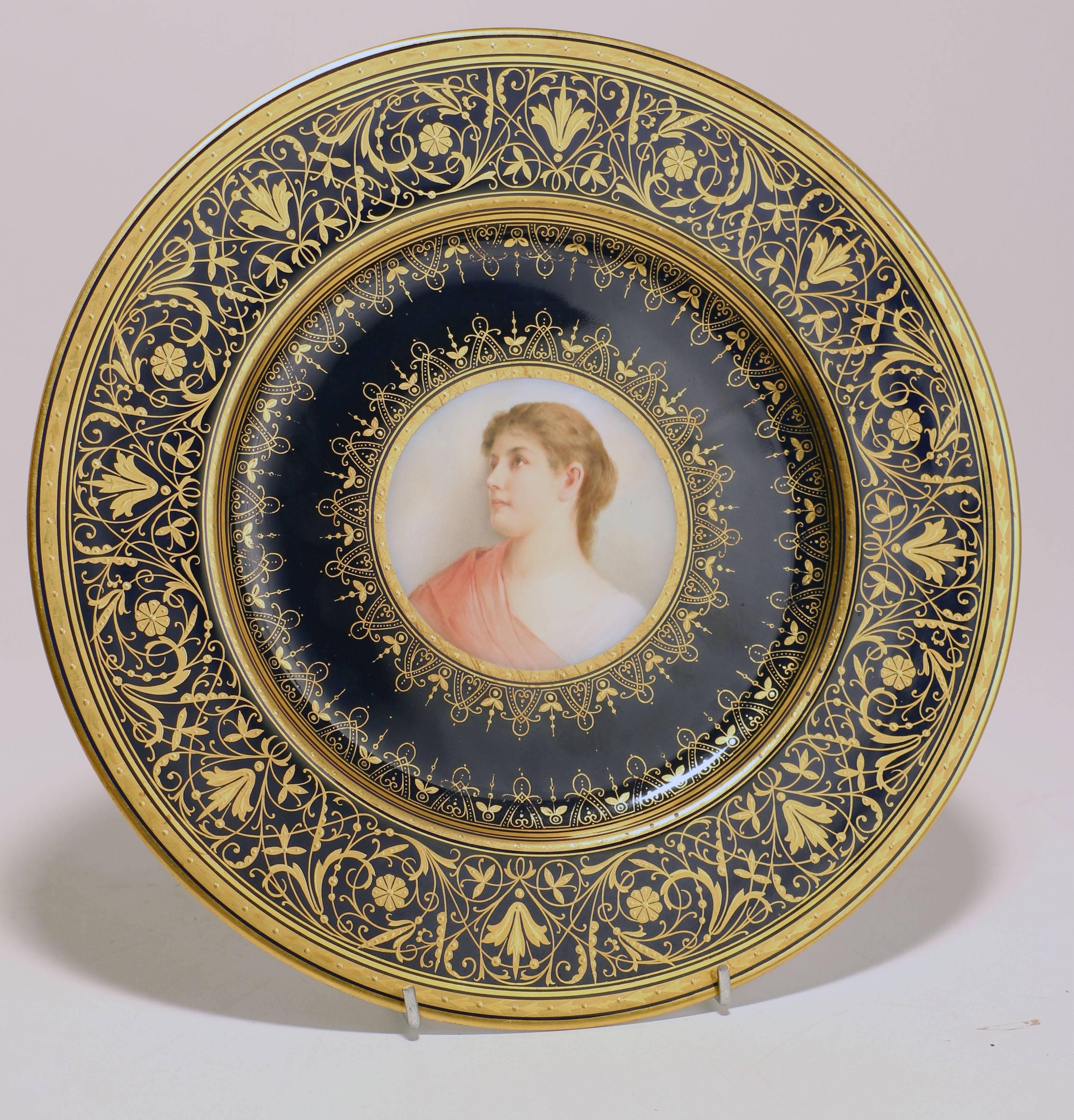 Belle Époque Set of Four Old Vienna Porcelain Cabinet Plates 