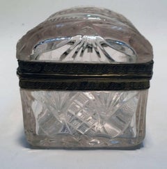 19th Century French Antique Cut Crystal and Gilt Bronze Dresser Box
