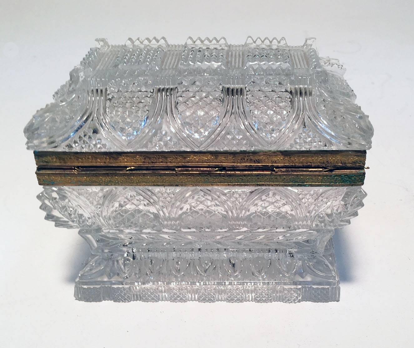 19th Century French Cut Lead Crystal Dresser Casket