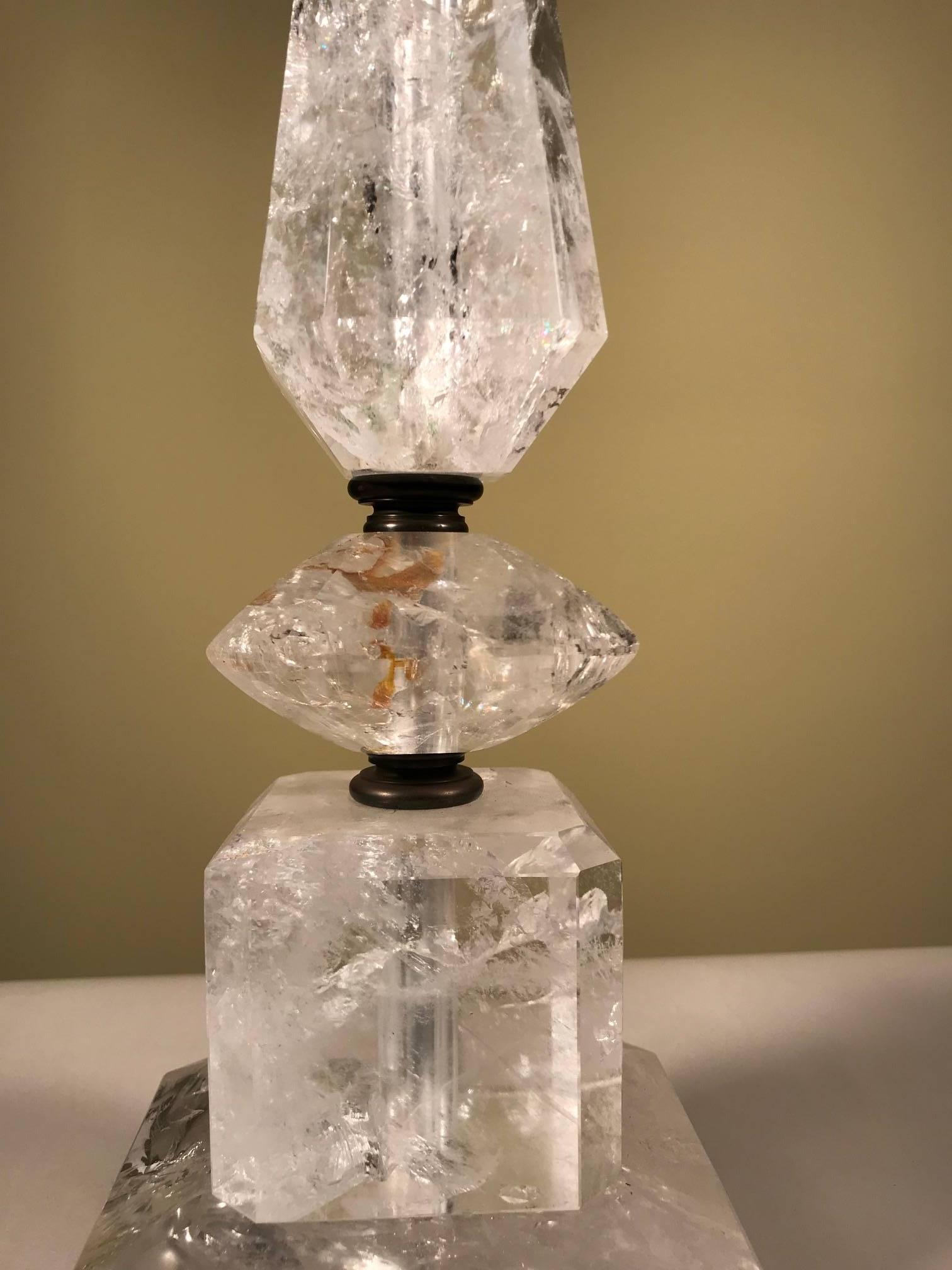  Pair of Rock Crystal table lamps.  In Excellent Condition In Montreal, QC