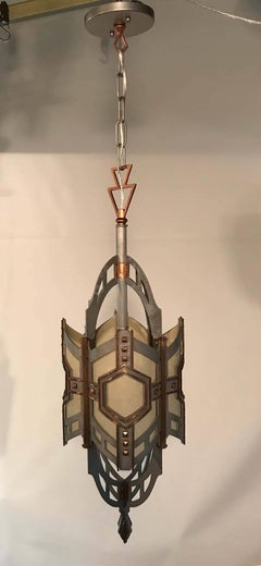 Paar amerikanische Art-Déco-Laternenhalterungen