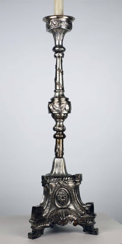 Pair of Large Late 18th Century Plated Neoclassical Candlesticks