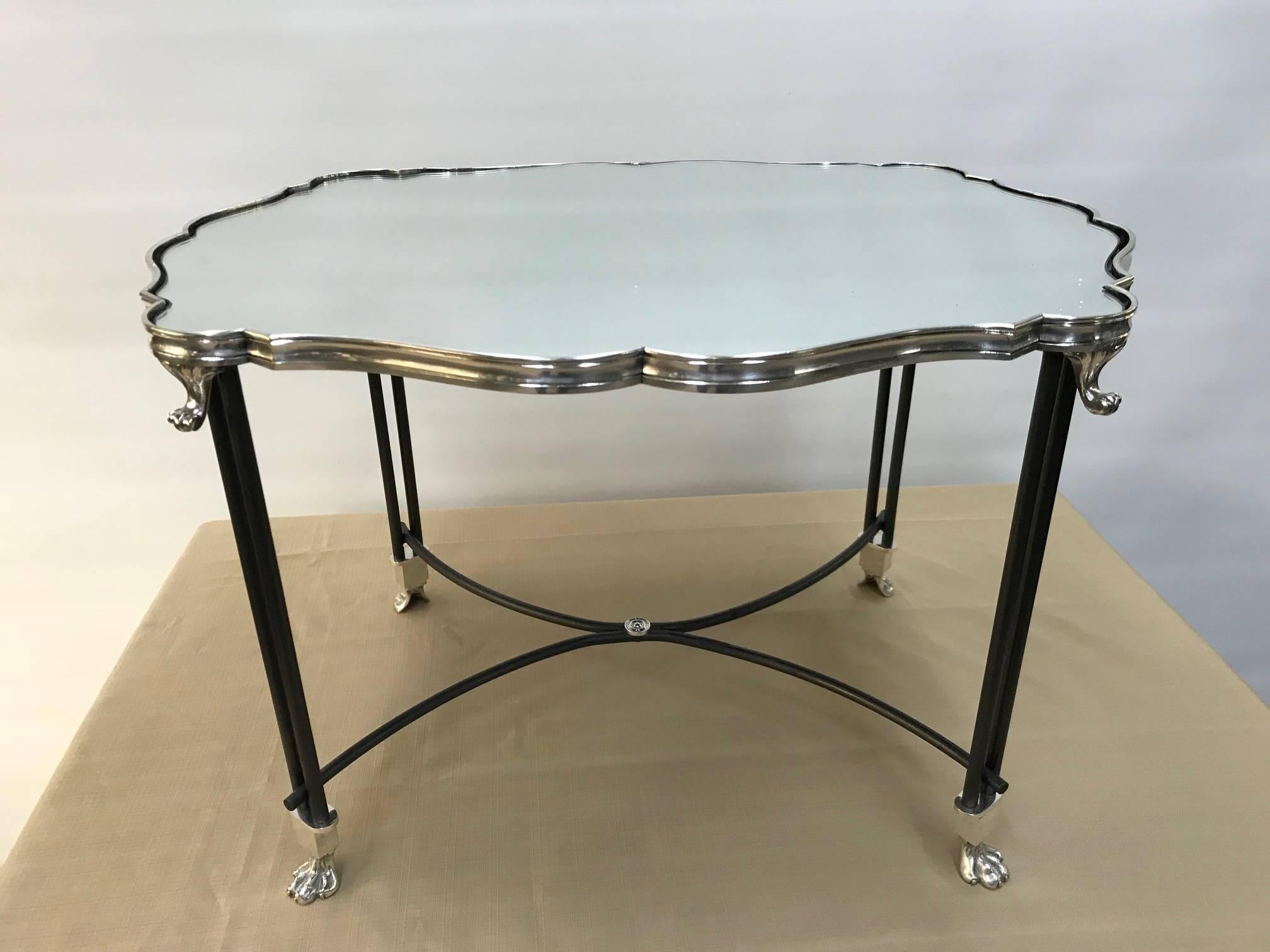 Antique French Mirrored Surtout de Table Now Mounted as a Low Table In Good Condition In Montreal, QC
