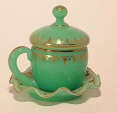 Set of Four Baccarat Chrysoprase 'Uranium' Covered Cups on stands