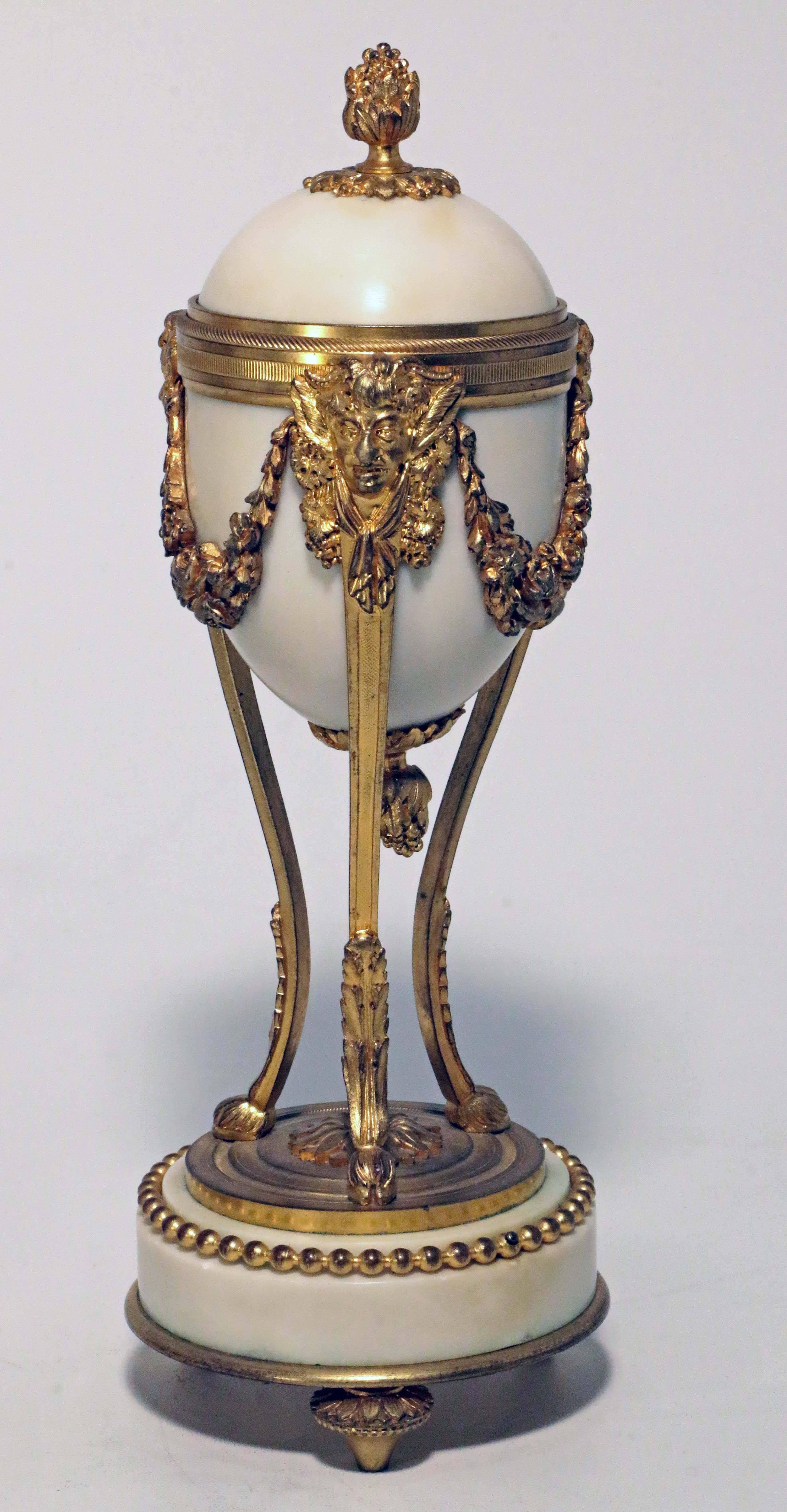 Late 19th Century Pair of Antique French Louis XVI Style Gilt Bronze-Mounted Marble Cassolettes For Sale