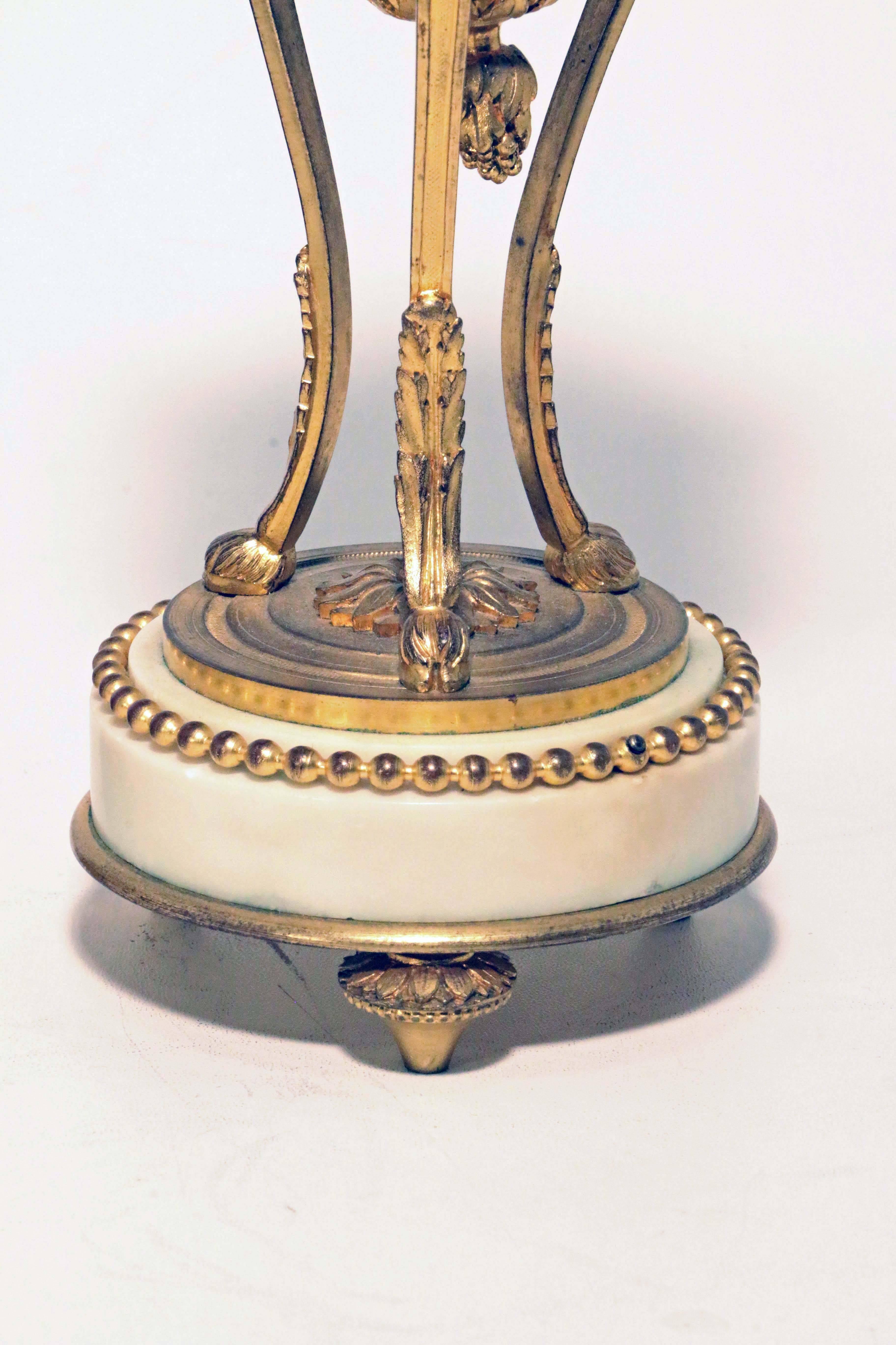 Pair of Antique French Louis XVI Style Gilt Bronze-Mounted Marble Cassolettes For Sale 4