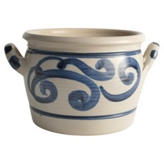 Folk Art Stoneware Jar with Cobalt Blue Floral Motif from Westerwald, Germany