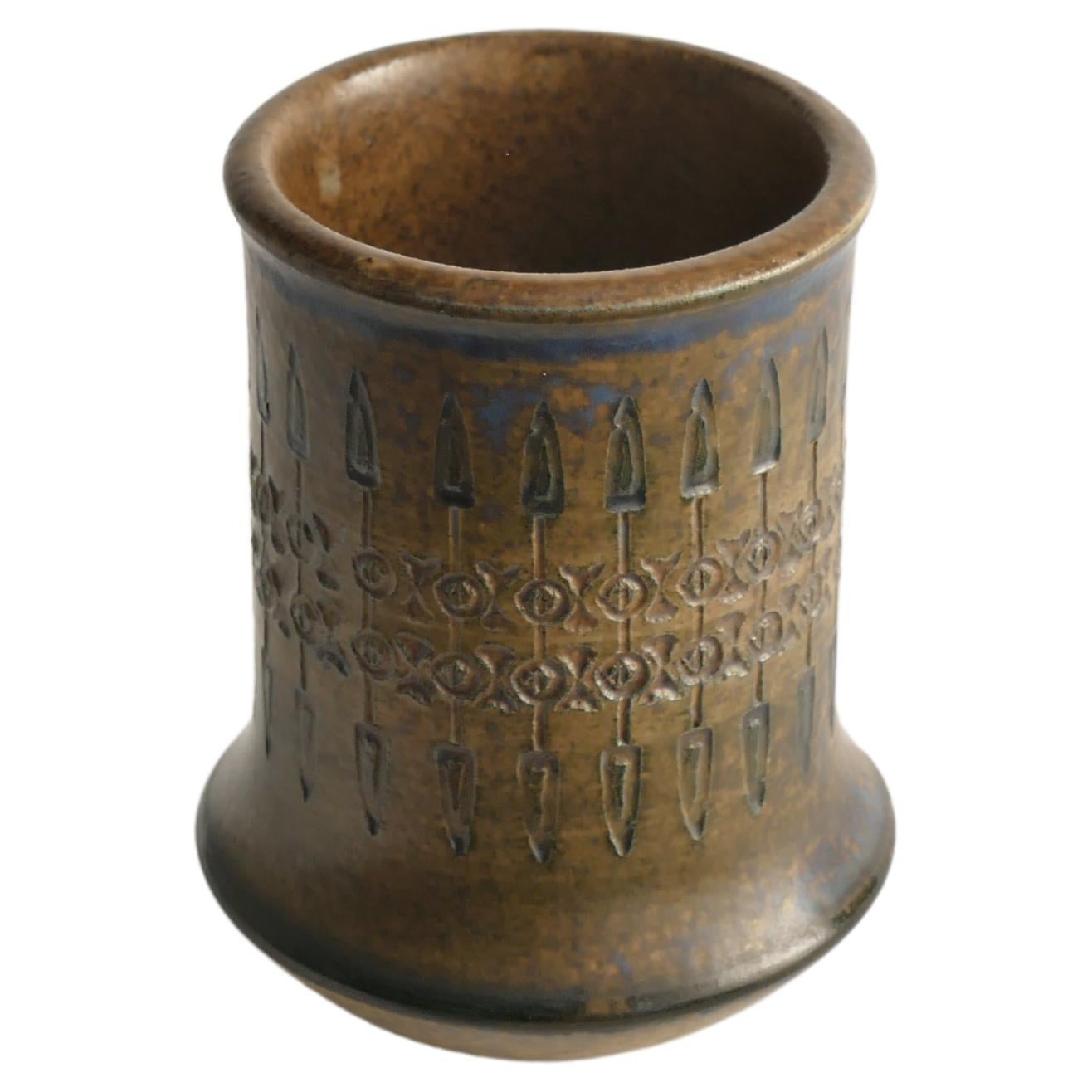 Skandinavische Moderne Vase aus Steinzeug von Ulla Winblad für Allingsås Keramik, 1960er Jahre