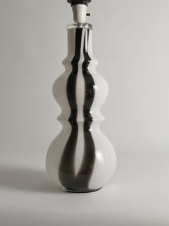 Sculptural Art Glass Murano Style Table Lamp, Black & White, 1960s