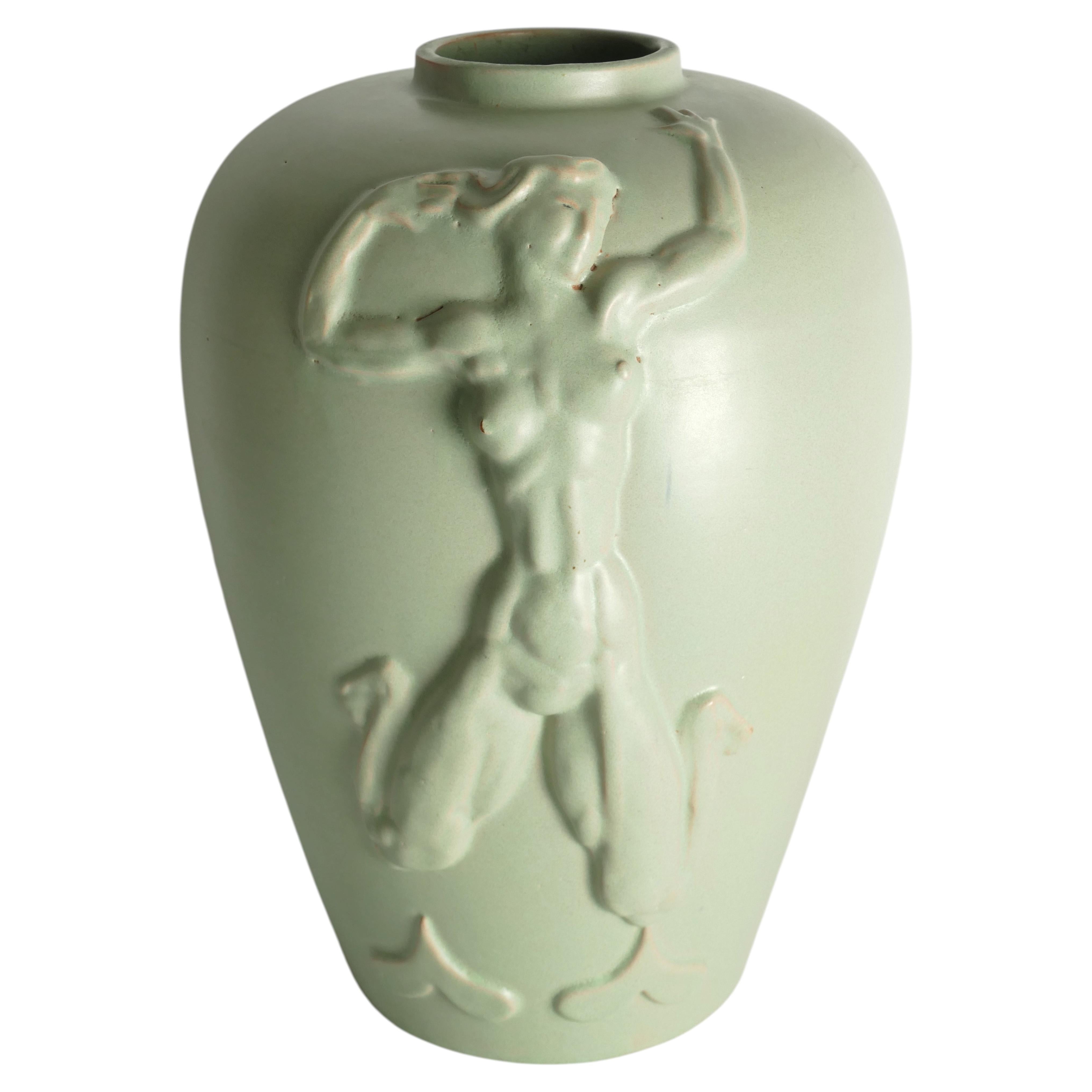 Large Einar Luterkort Floor Vase, Model 169, for Upsala Ekeby, Sweden, 1930s