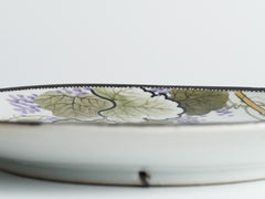 Hand-Painted Kutani Porcelain Charger with Women and Vine Arbor, Meiji Period