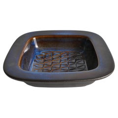 Mid-Century Modern Einar Johansen Blue Stoneware Catchall, Søholm, Denmark 1960s